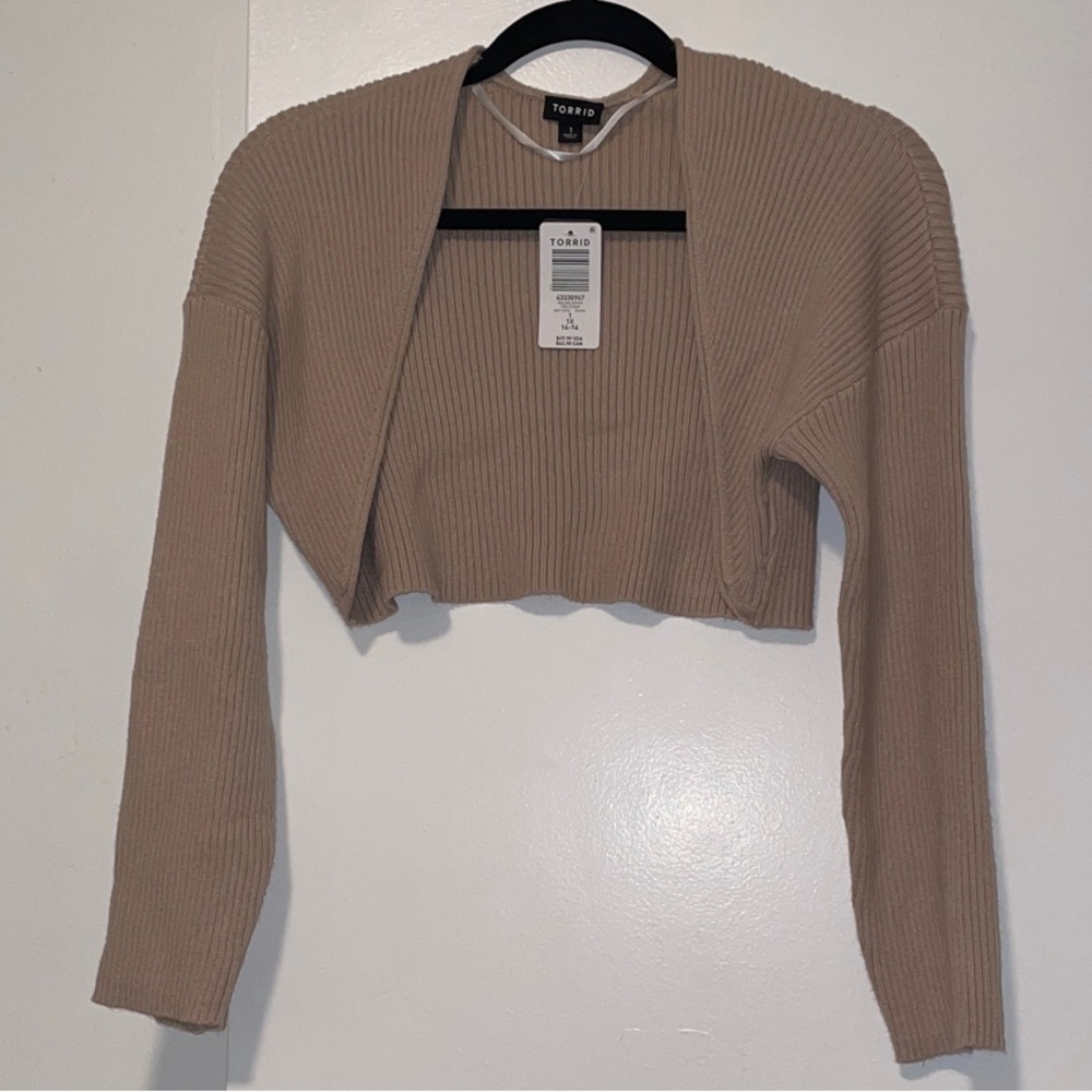 NWT Torrid Tan Ribbed Open Cardigan